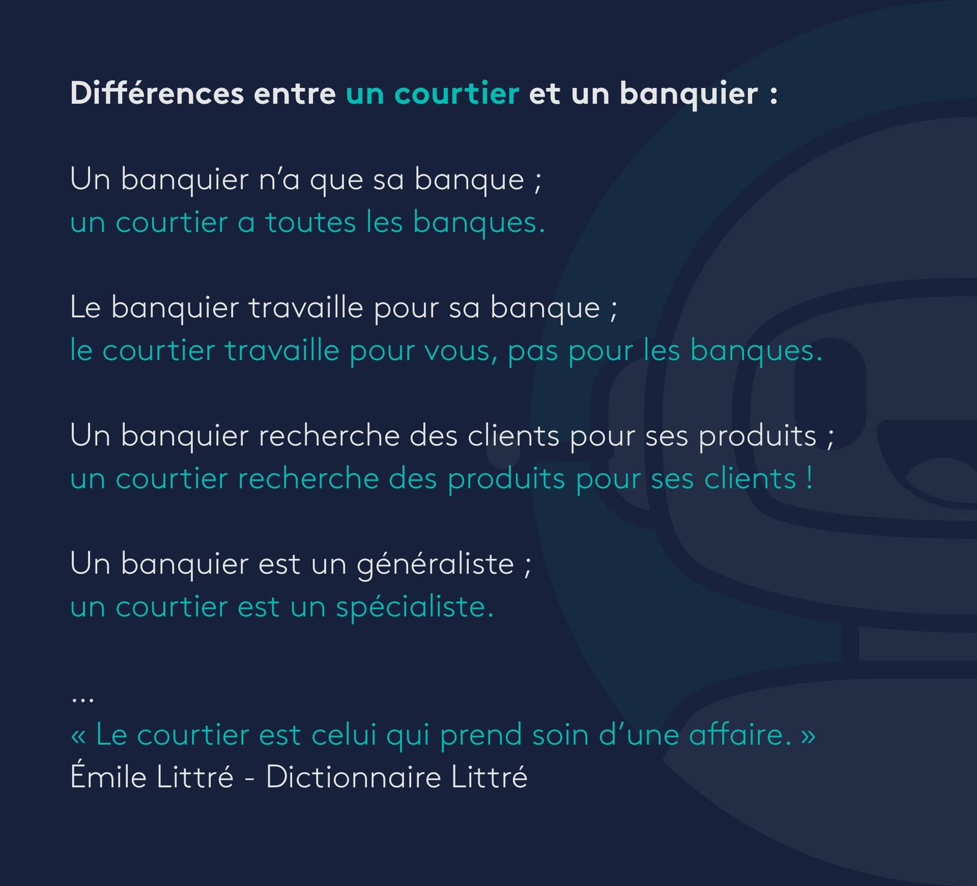 Demande de crédit immobilier - Différence entre un courtier et un banquier