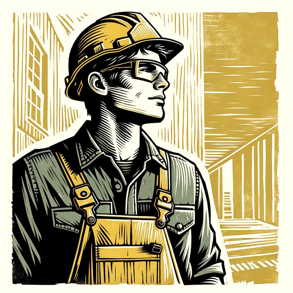 Ouvrier du bâtiment sur un chantier.