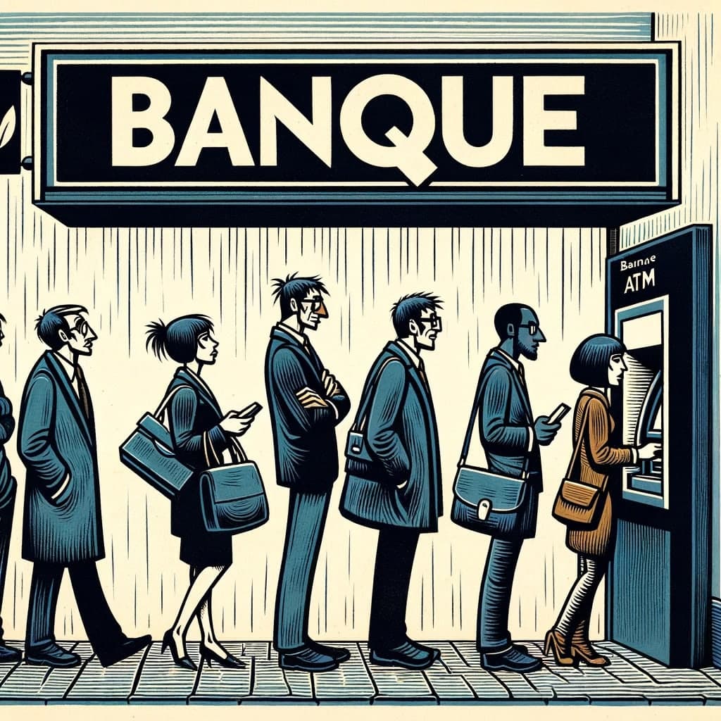 Faire la queue à la banque !